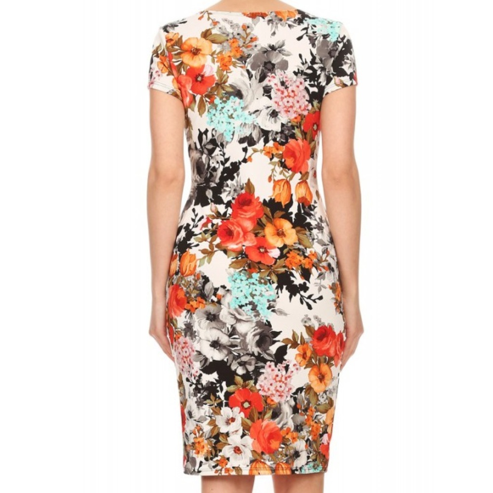 Floral Printed Body Con Dress - Picture 3 of 4